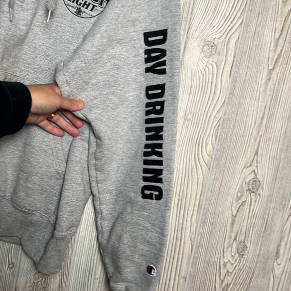 Champion Gray and Navy Hoodie Busch Light Day Drinking Size Medium - Picture 2 of 5